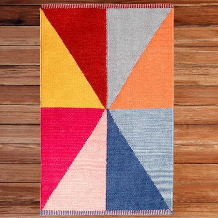 DEERLUX Handwoven Multicolored Geometric Wool Flatweave Kilim Rug, 2' x 3' QI003929.XXS